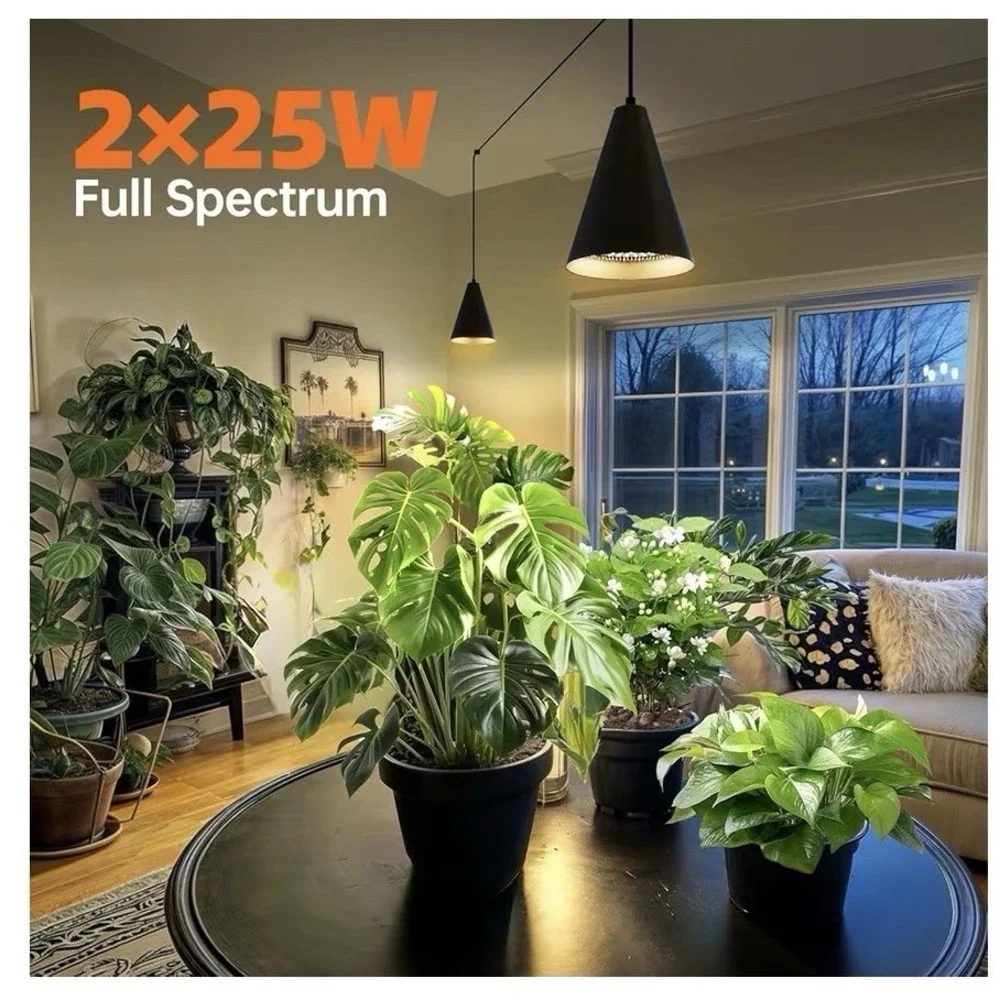 Bastrip 50W Double Head One Cord‎ Grow Lights For Indoor Plants Full Spectrum